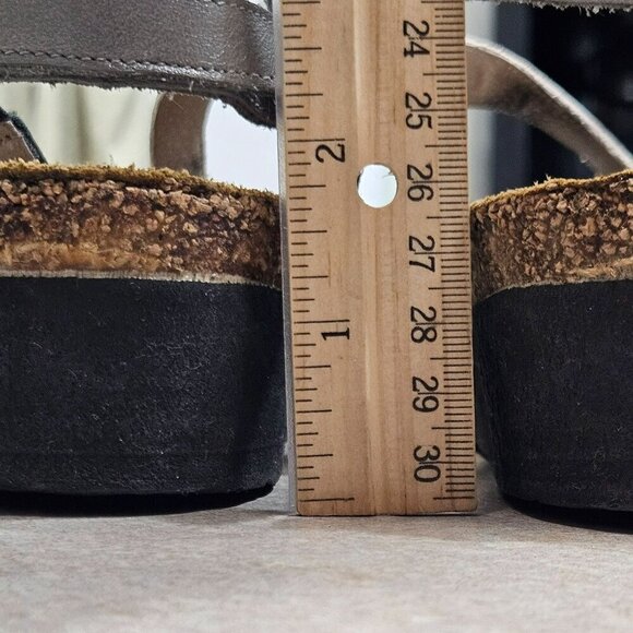 Naot Women's Leather Sandals Black & White Adjustable Straps Cork Footbed Size 4 - Picture 9 of 15